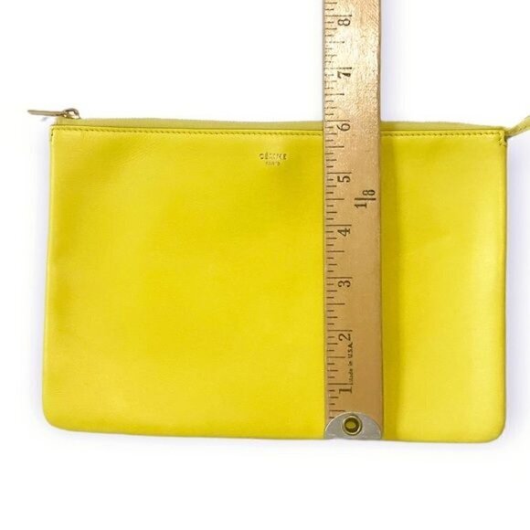 New Celine Yellow/Grey Leather Duo Small‎ Pouch Clutch Bag - Picture 11 of 12